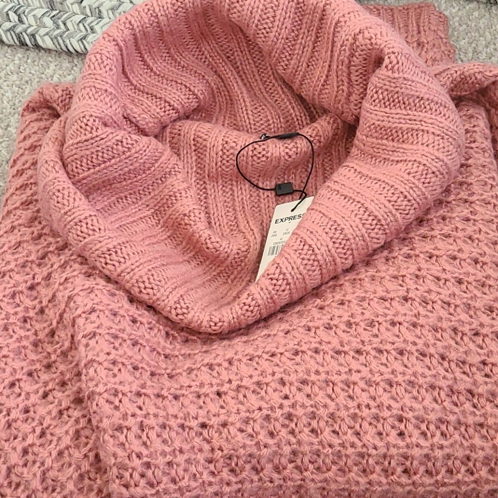 Express Oversized Open Stitch Cowl Neck Sweater - Picture 3 of 5